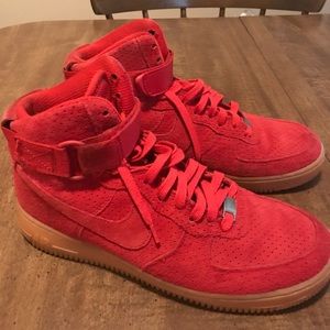 Suede red leather Nike hi tops